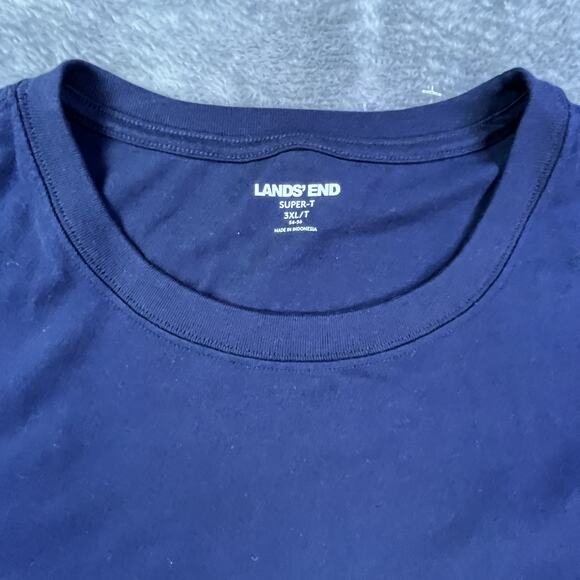 Lands End Shirt Mens 3XL Tall Navy Blue Long Sleeve Crewneck Super-T Cotton Big - Picture 2 of 5
